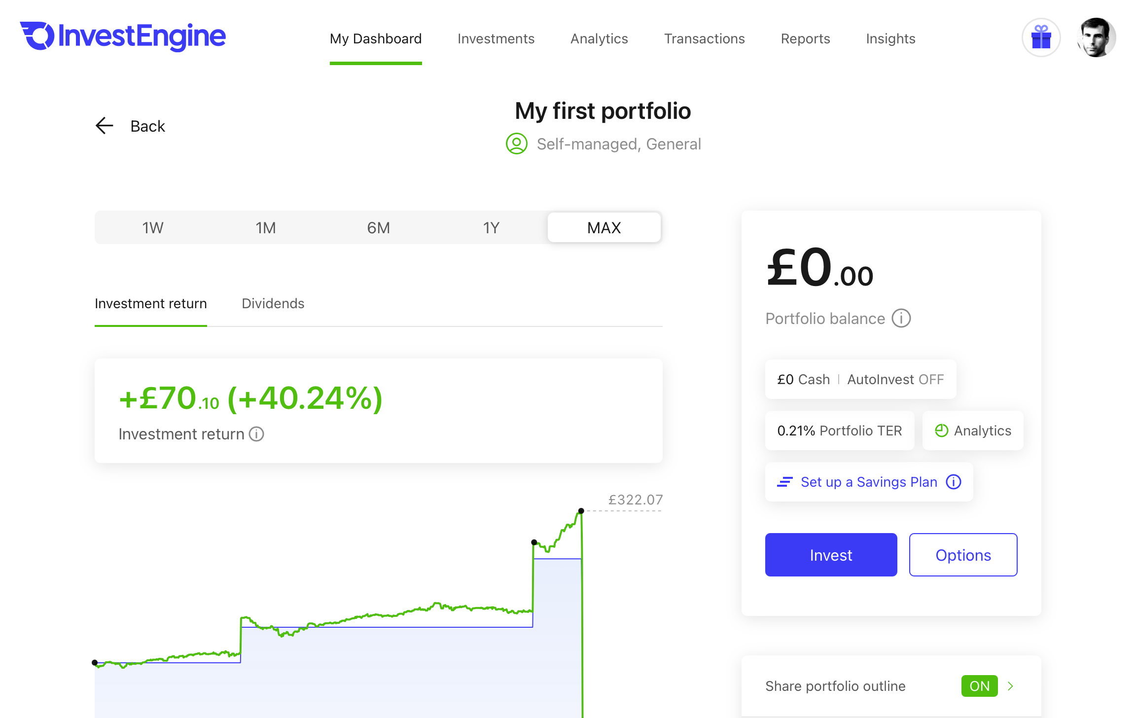 Дашборд портфеля InvestEngine