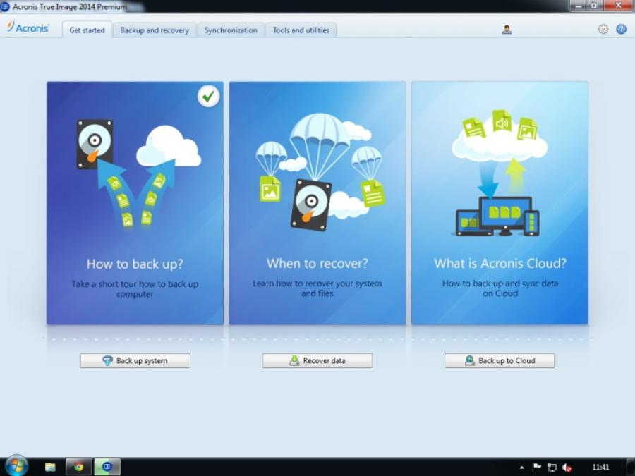 Acronis True Image interface, 2014