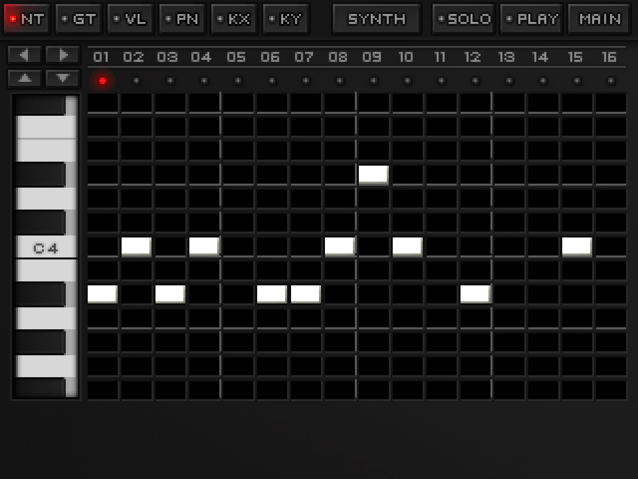 KORG DSN-12 keyboard screen in record mode
