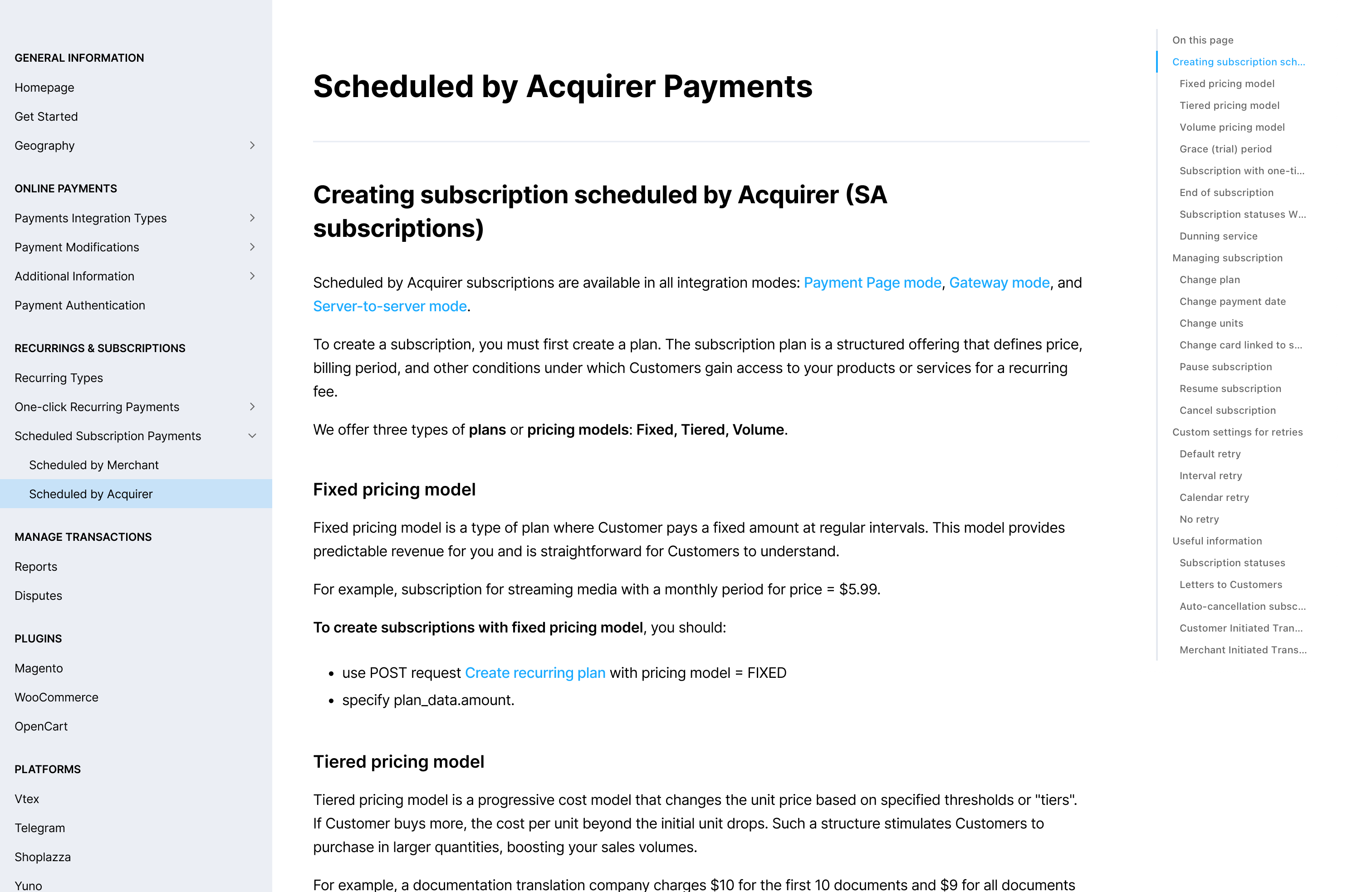 Unlimit documentation before: three levels of navigation nesting and a long list of page contents